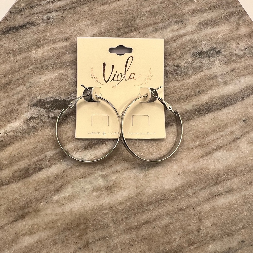 Viola Silver Plated Lead & Nickel Compliant Hoop Earrings‎ NEW